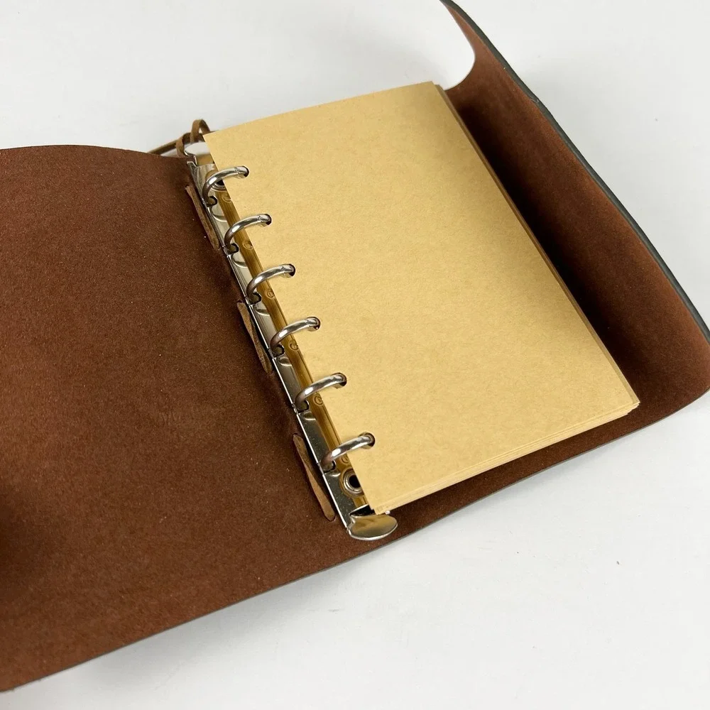 Leather Homemade Notebook Navy 6 Ring Inside With Parchment Paper Stock Nautical